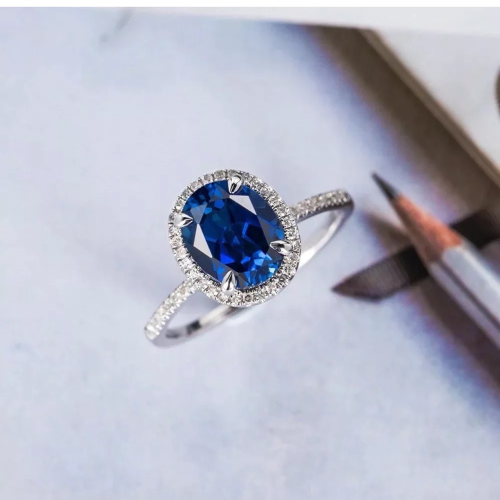 Gorgeous 925 Silver Rings for Women Blue Sapphire - Picture 4 of 5